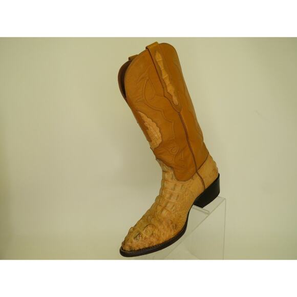 Black Jack Mens Size 6 EE American Alligator Head Cut Inlay Tan Cowboy Boots main image 5